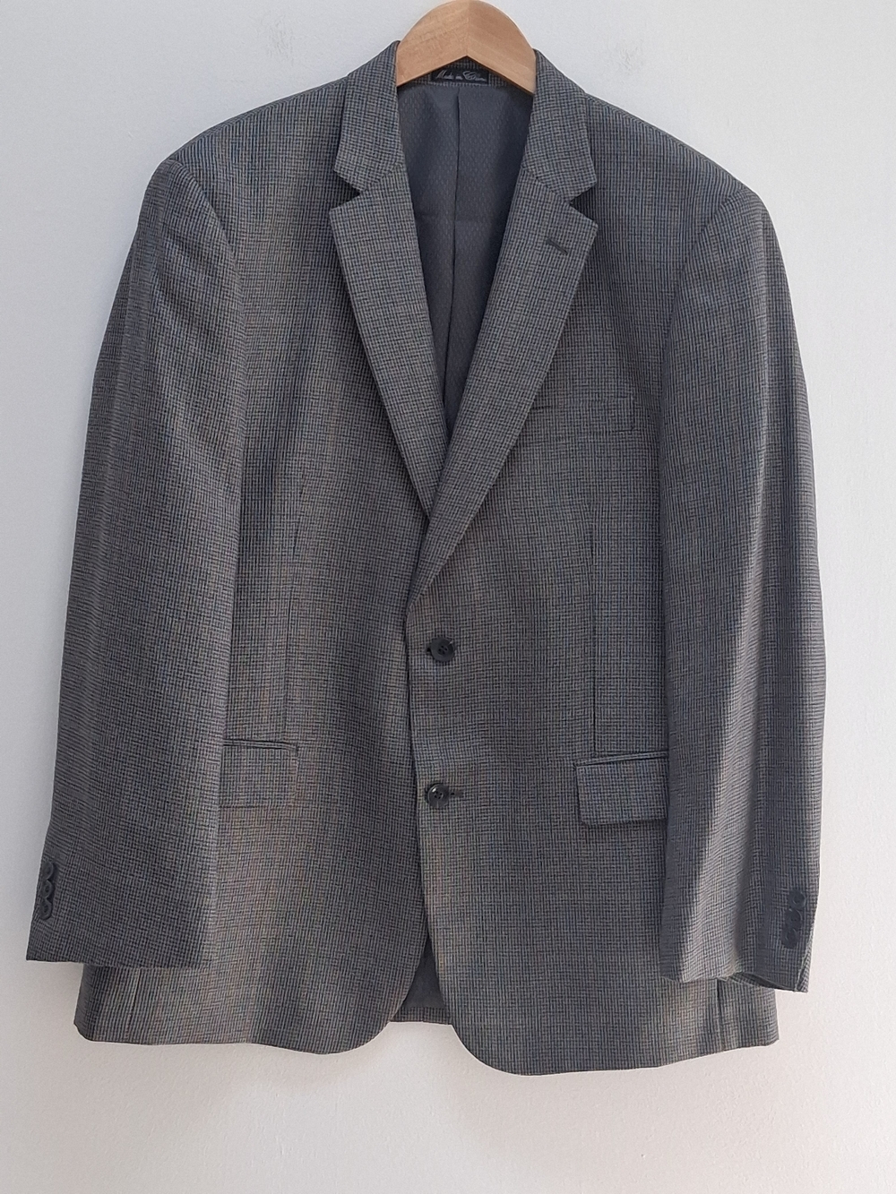 Jean Paul Germain Men's Tailored Gray Glen Plaid Two-Button Blazer Size 42R